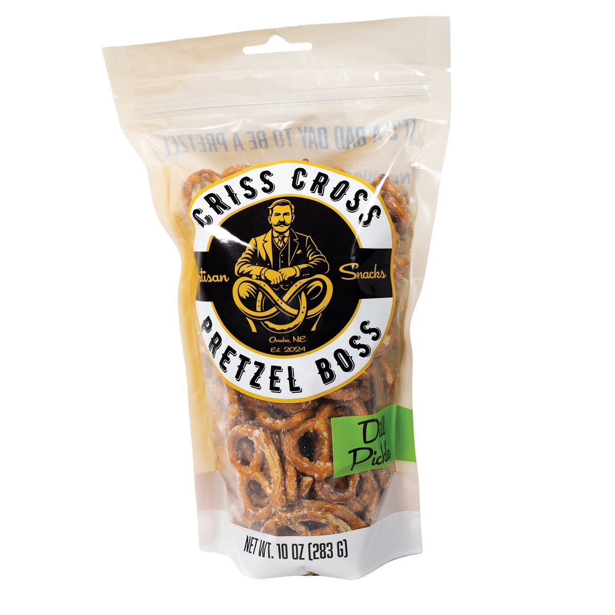 Dill Pickle Flavored Pretzels | 10 oz | Criss Cross Pretzel Boss