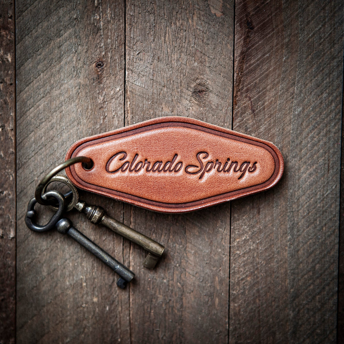 Colorado Springs Leather Keychain Motel Style