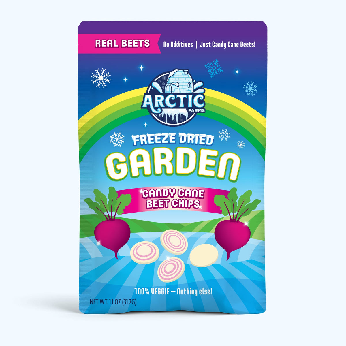 Freeze Dried Candy Cane Beet Chips