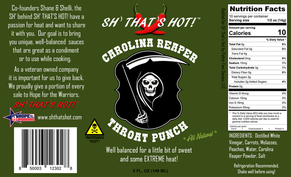 Carolina Reaper Throat Punch hot sauce