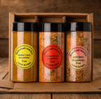 HOMESTEAD'S Salt-Free Seasoning Trio, 3 Flavors, Sodium-Free & No Salt Added, Vegan Spice Blend Gift Set, Garlic Onion Paprika Black Pepper Red Chili, for Burgers Steaks Chicken BBQ