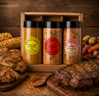 HOMESTEAD'S Salt-Free Seasoning Trio, 3 Flavors, Sodium-Free & No Salt Added, Vegan Spice Blend Gift Set, Garlic Onion Paprika Black Pepper Red Chili, for Burgers Steaks Chicken BBQ