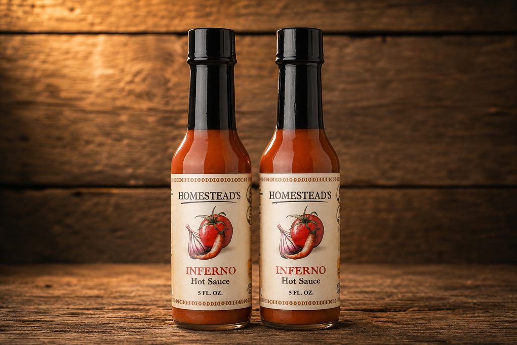 HOMESTEAD'S Inferno Hot Sauce 2pack, Kosher & Vegan