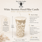 White Meadow Wildflower Beeswax Pillar Candle