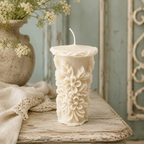 White Meadow Wildflower Beeswax Pillar Candle