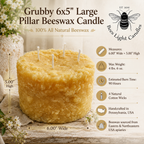 Grubby 6x5" LARGE Pillar Beeswax Candle