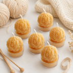 Yarn Ball Beeswax Tealight Candles
