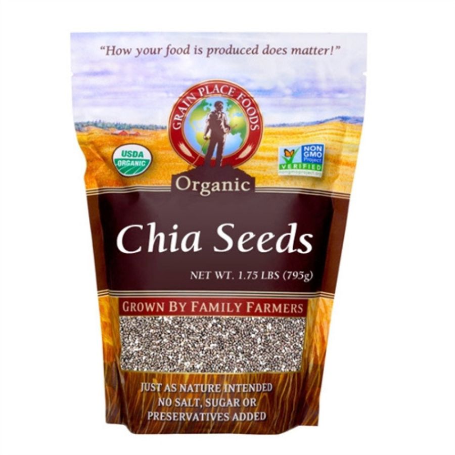Organic Chia Seeds | 1.75 lb | Pack of 2 | Non-GMO | Grain Place Foods