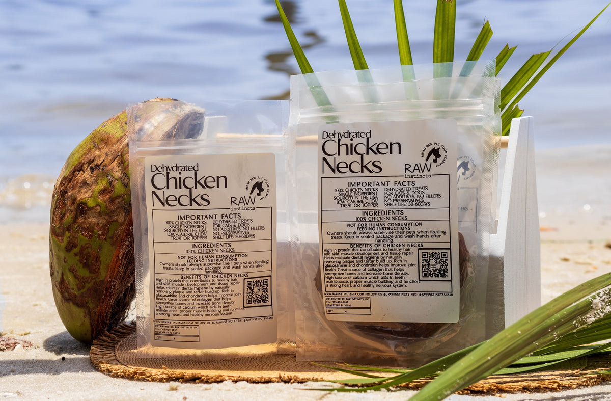 Dehydrated Chicken Necks for Cats & Dogs — 100% USA Sourced | Raw Instincts Florida | 8 Count