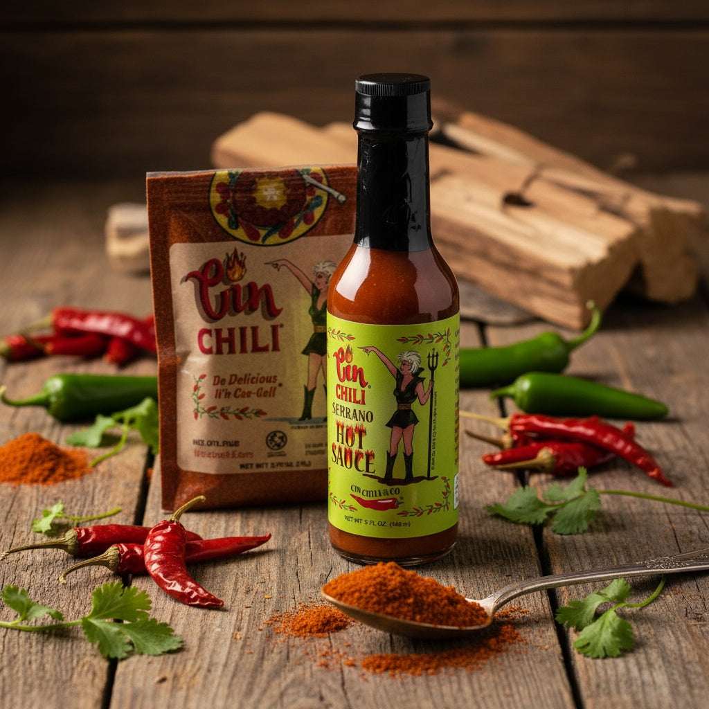 Cin Chili Seasoning & Serrano Hot Sauce Combo