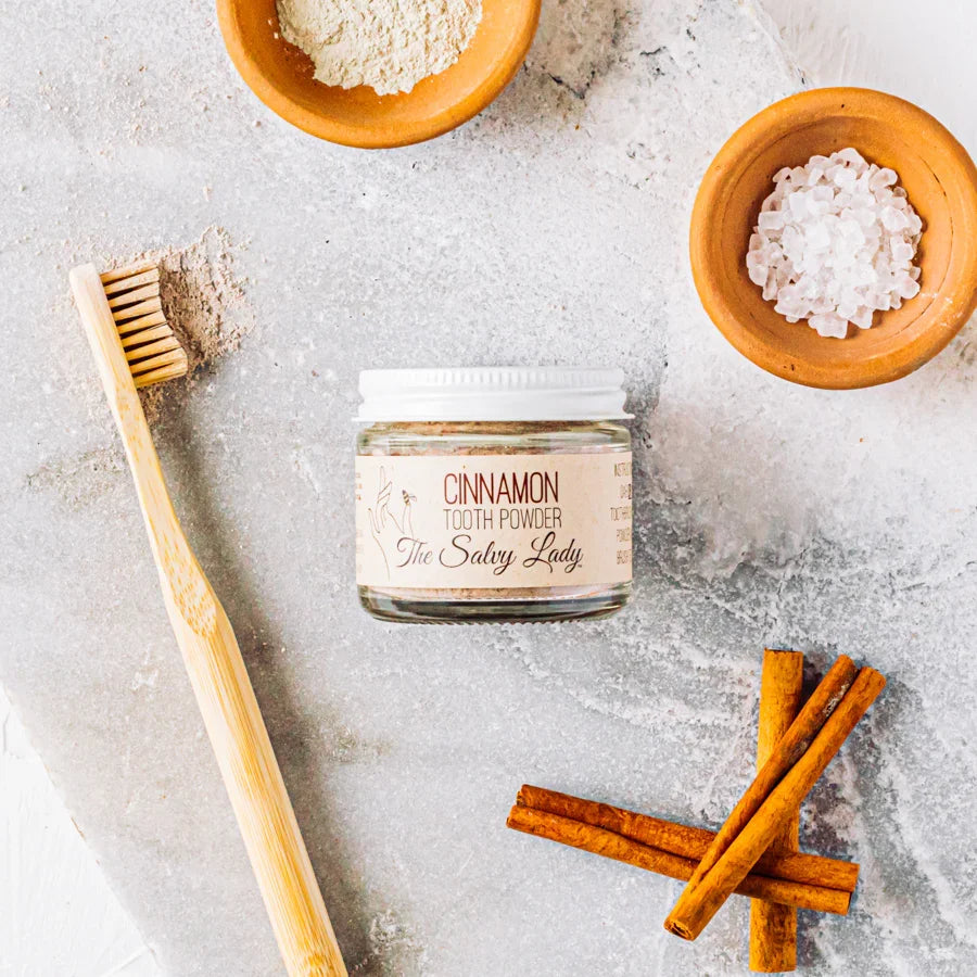 Sweetened Tooth Powder | 2 oz | Peppermint or Cinnamon | Fluoride Free | The Salvy Lady