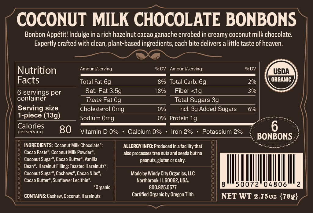 Rawmio Coconut Milk Chocolate Bonbons, 6ea