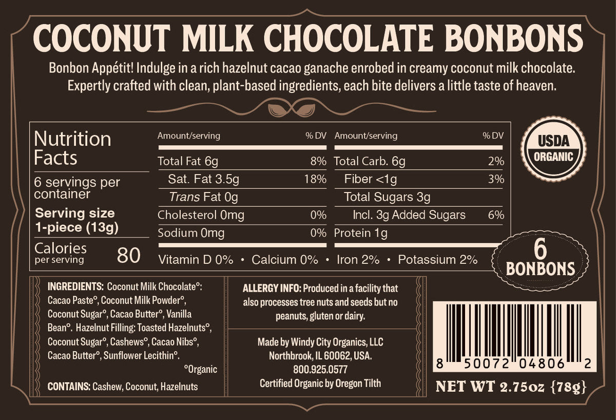 Rawmio Coconut Milk Chocolate Bonbons, 6ea