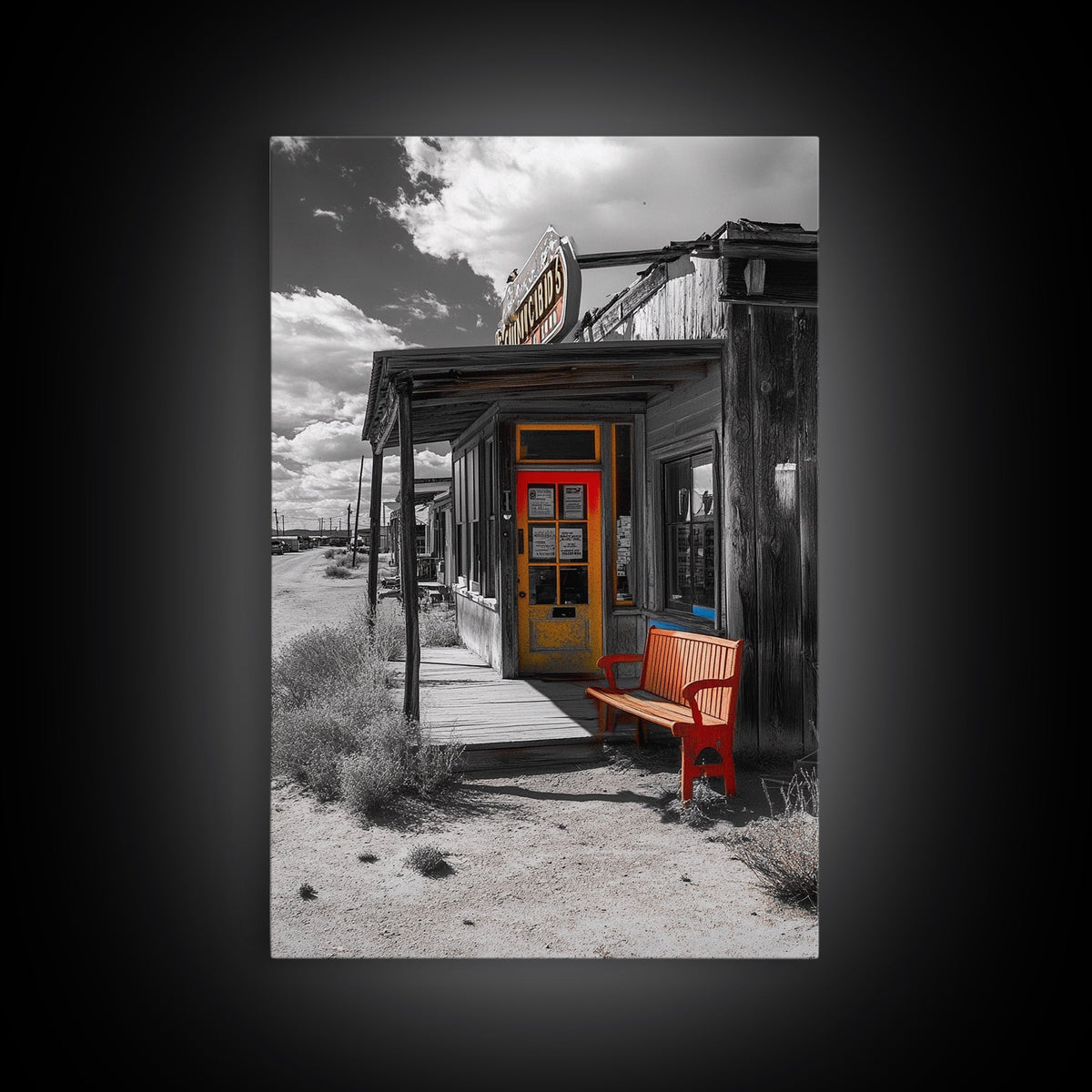Old Storefront, Desert Scene, Rustic Americana, Canvas Print, Country Wall Art, Western Decor, Vintage Architecture, Farmhouse Style Art