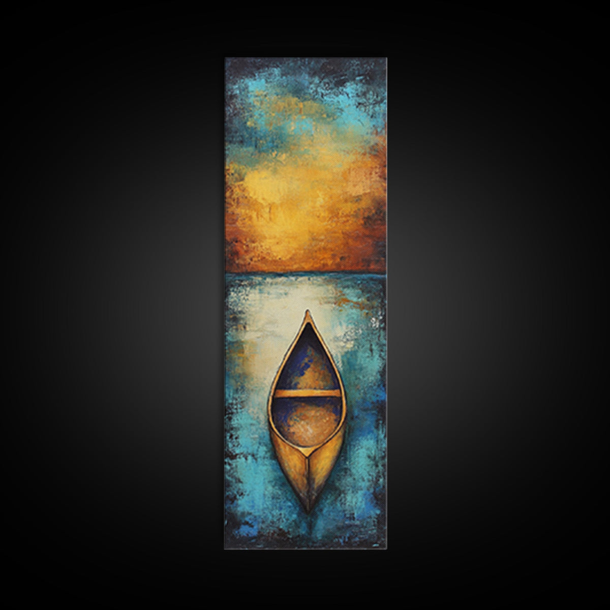 Misty Lake Canoe Framed Canvas Print Coastal Landscape Art Moody Art Lake Tahoe Art Nautical Wall Art Cottagecore Art