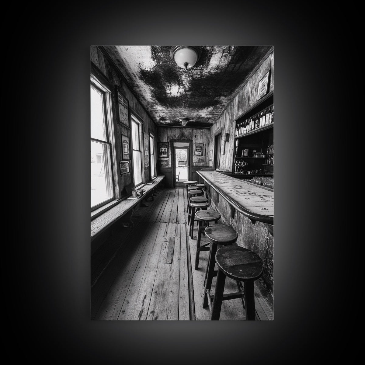 Western Saloon, rustic wall art, cowboy art, vintage western decor, bar art print, moody art, framed canvas print, farmhouse art