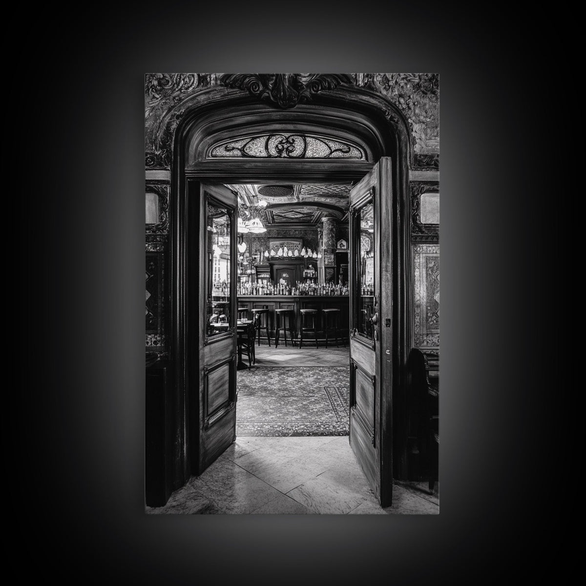 Vintage bar, old saloon, moody art, dark romance painting, rustic wall art, cowboy aesthetic, framed canvas print, western decor
