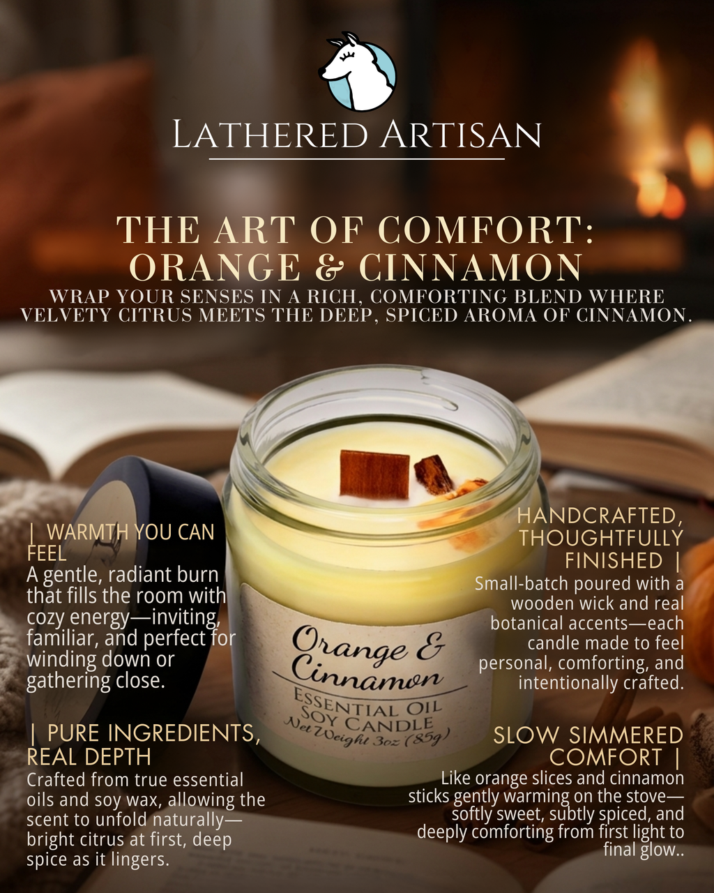 Orange & Cinnamon | Essential Oil | 3 oz Jar Candle