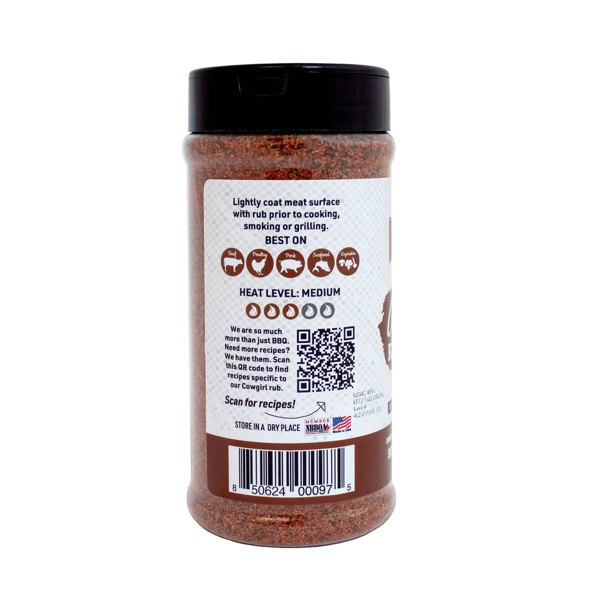 Cowgirl Gluten Free Natural Keto Friendly BBQ Rub 8.6 oz