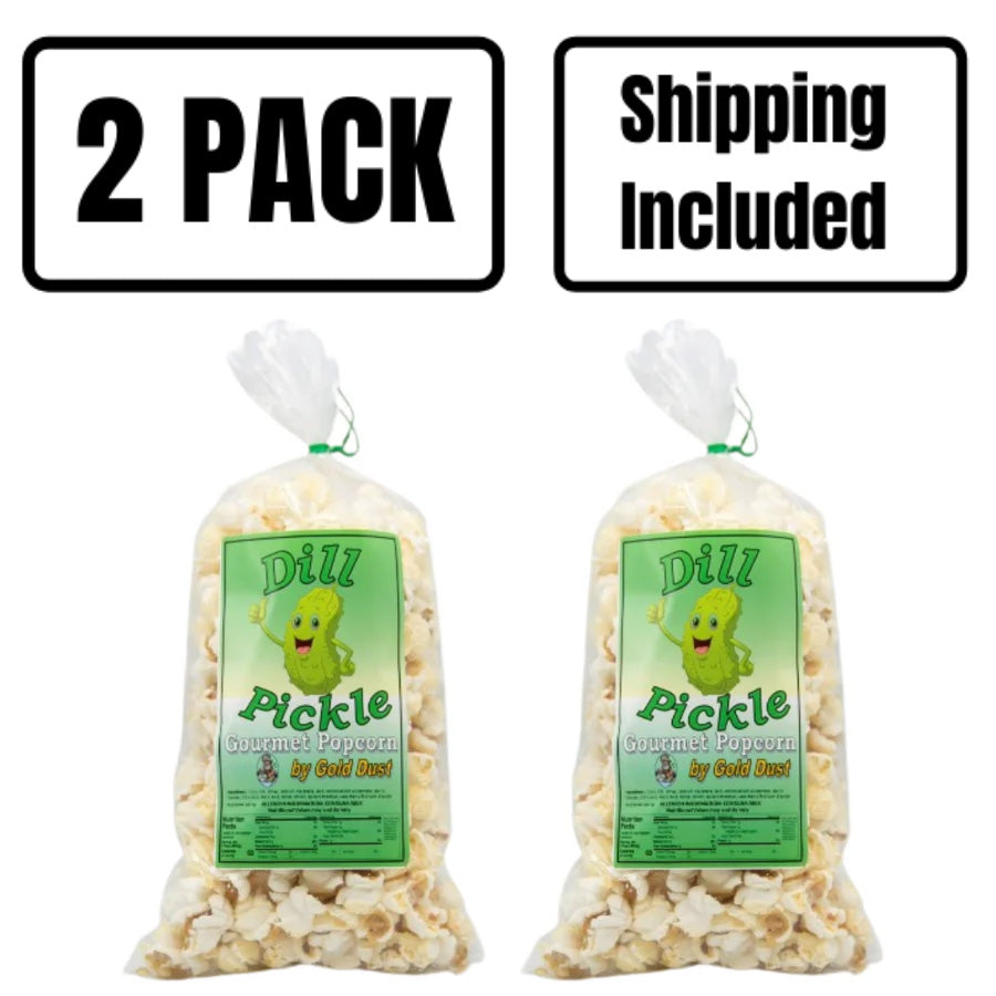 Dill Pickle Popcorn | Pack of 2 | 2 oz | Non-GMO | Shipping Included | Gold Dust Kettle Corn