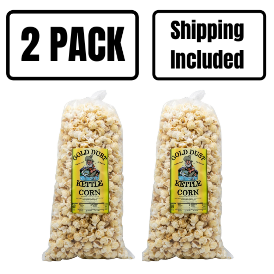 Kettle Corn | Pack of 2 | 8 oz | Non-GMO | Shipping Included | Gold Dust Kettle Corn