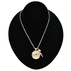 Nebraska State Charm Necklace With Meadowlark Bird Design | Multiple Colors | Silver Chain | 24" Chain and 1" Charm | Create