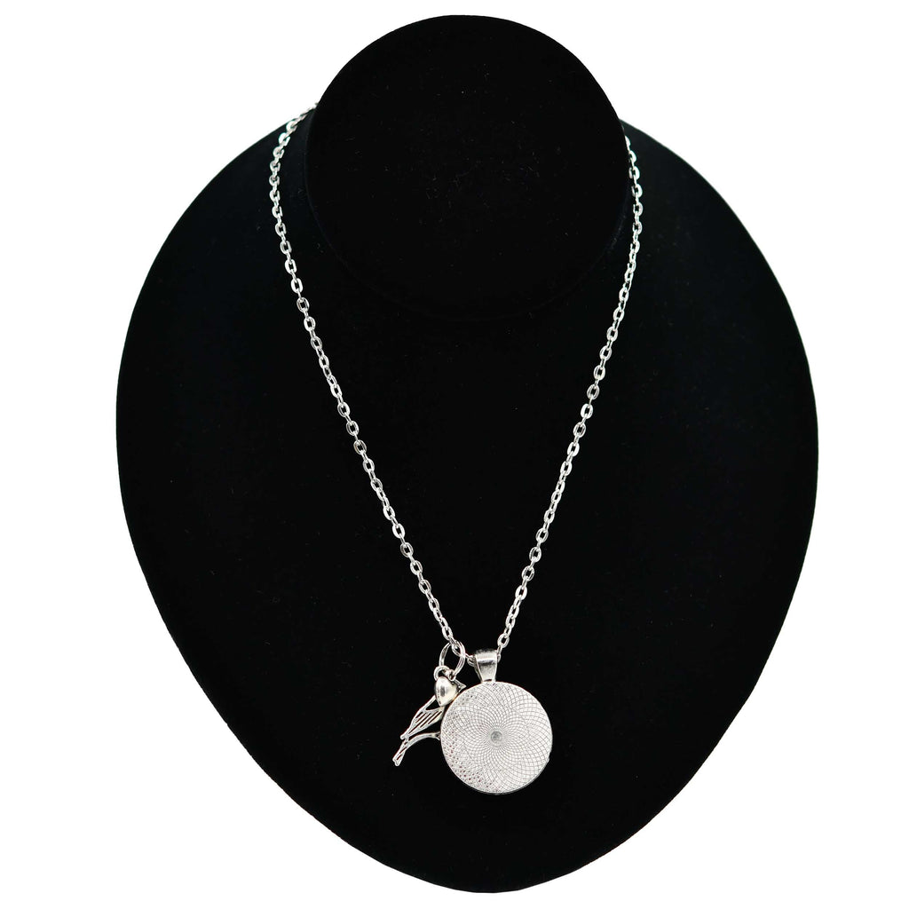Nebraska State Charm Necklace With Meadowlark Bird Design | Multiple Colors | Silver Chain | 24" Chain and 1" Charm | Create