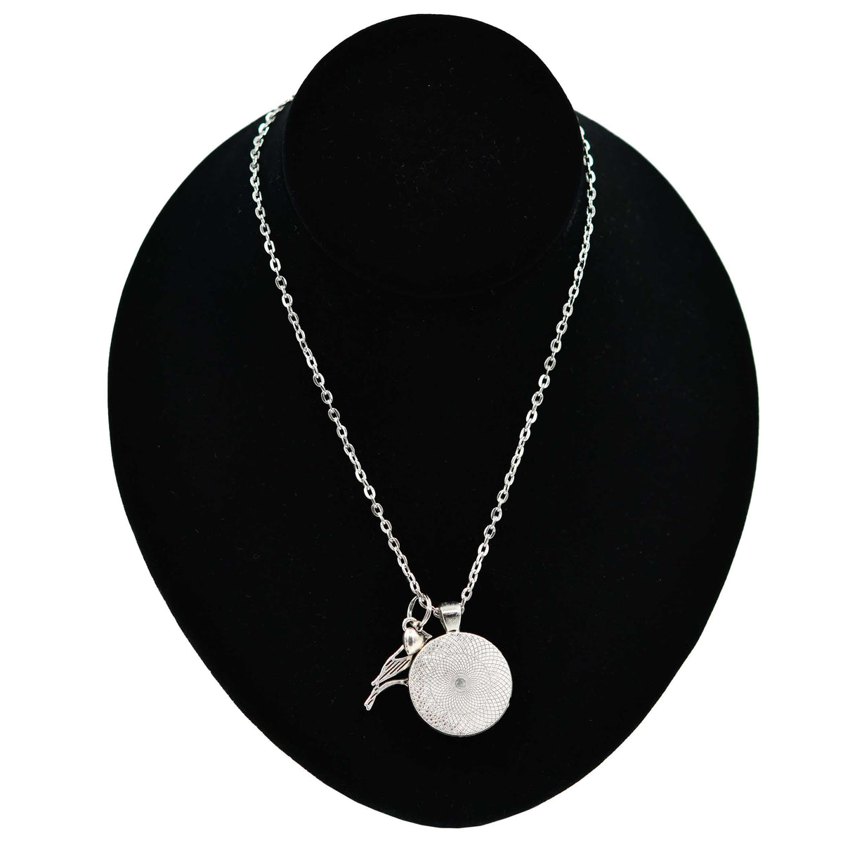 Nebraska State Charm Necklace With Meadowlark Bird Design | Multiple Colors | Silver Chain | 24" Chain and 1" Charm | Create