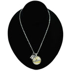 Nebraska State Charm Necklace With Meadowlark Bird Design | Multiple Colors | Silver Chain | 24" Chain and 1" Charm | Create