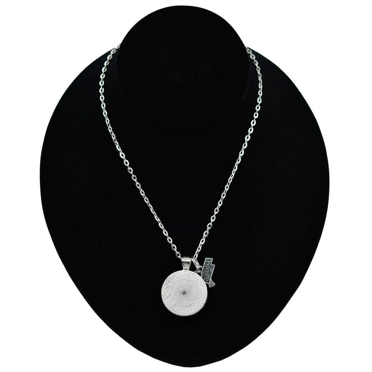 Nebraska State Charm Necklace With Meadowlark Bird Design | Multiple Colors | Silver Chain | 24" Chain and 1" Charm | Create