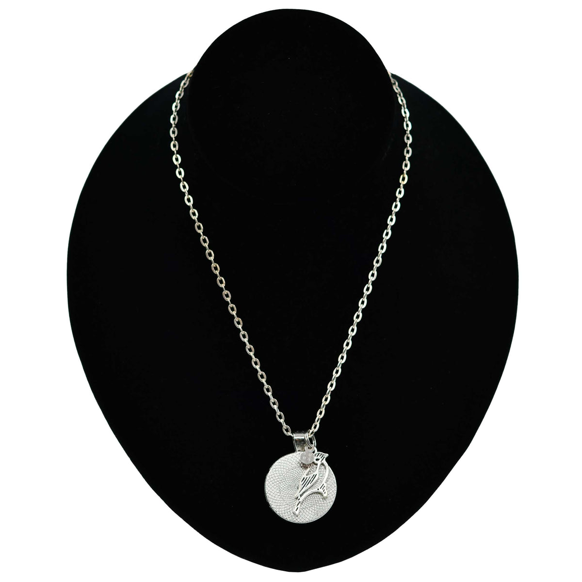 Nebraska State Charm Necklace With Meadowlark Bird Design | Multiple Colors | Silver Chain | 24" Chain and 1" Charm | Create