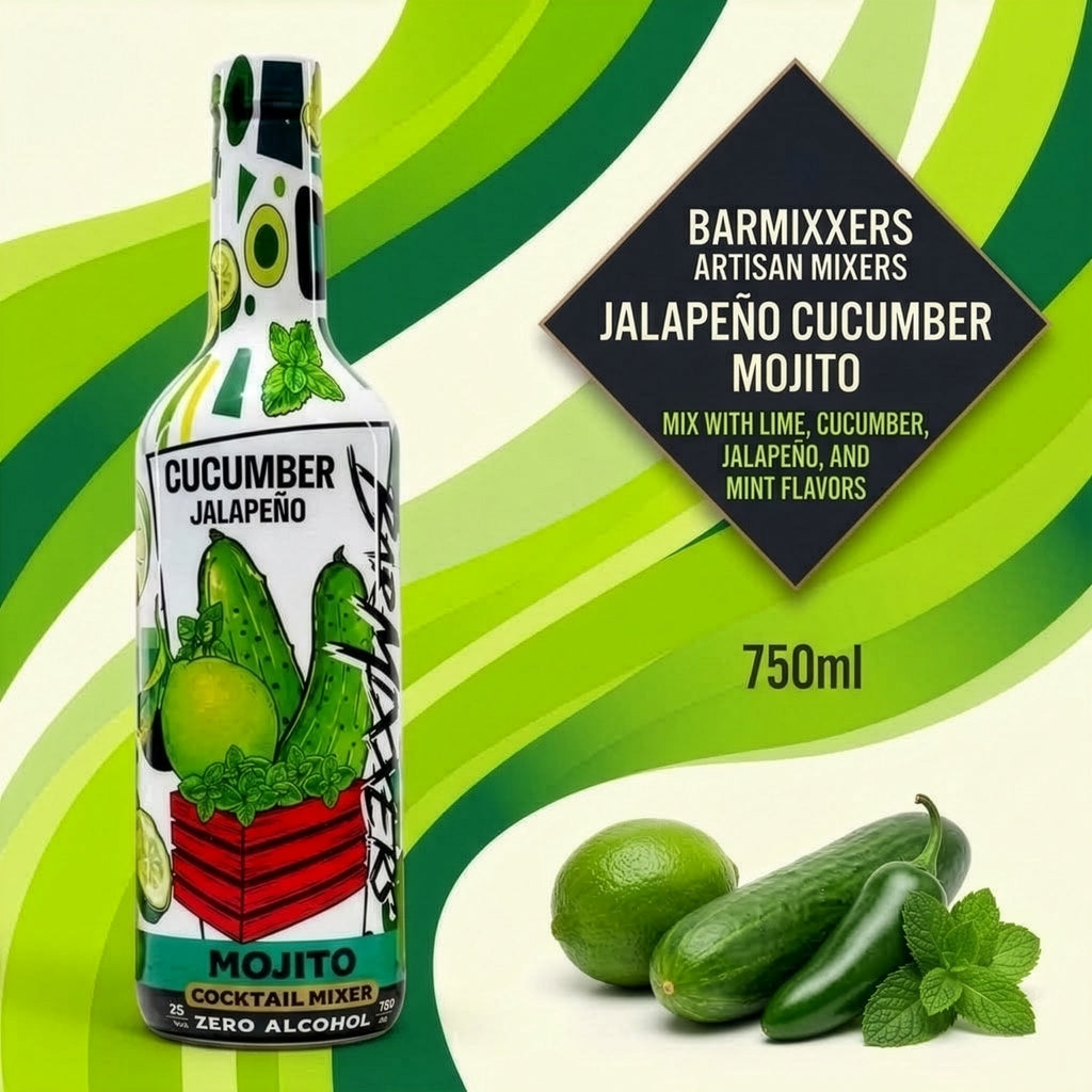 BarMixxers Premium Spicy Cucumber Elixir | Zero-Proof Botanical Mixer | 750ml