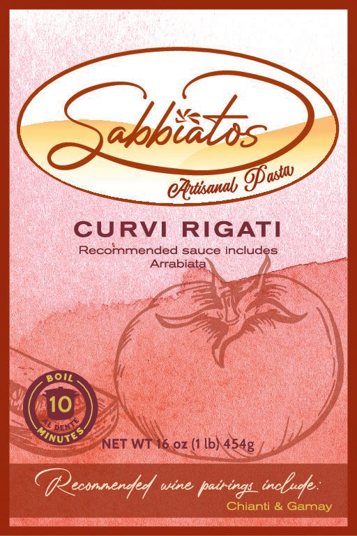 Curvy Rigati Pasta | 16 oz | Pack of 2 | Sabbiatos