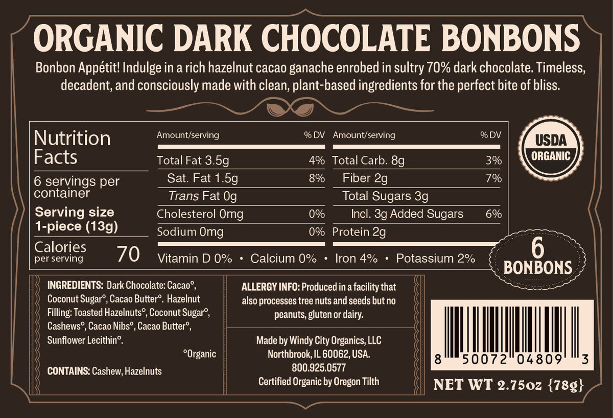 Rawmio 70% Dark Chocolate Bonbons, 6ea