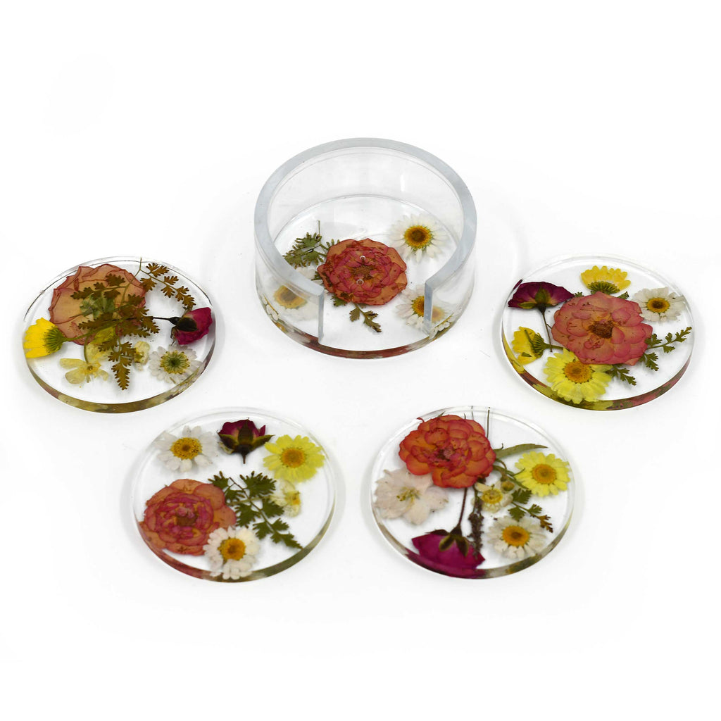 Dried Floral Resin Coaster Set | Set of 4 | KJ Made