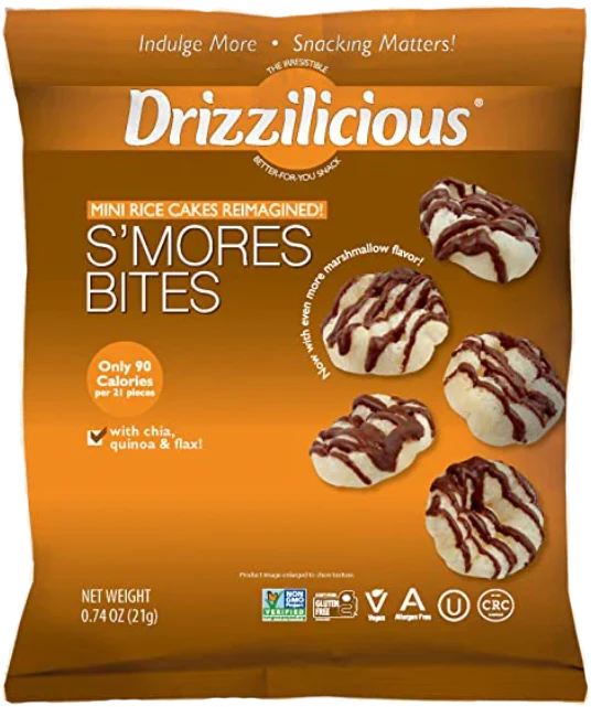 Drizzilicious S'mores Rice Crisp Bites, 0.74 oz (Case of 80)