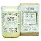 Mountains in the Mist 12 oz. soy candle in upcycled wine bottle | Eucalyptus, Sandalwood, Vanilla