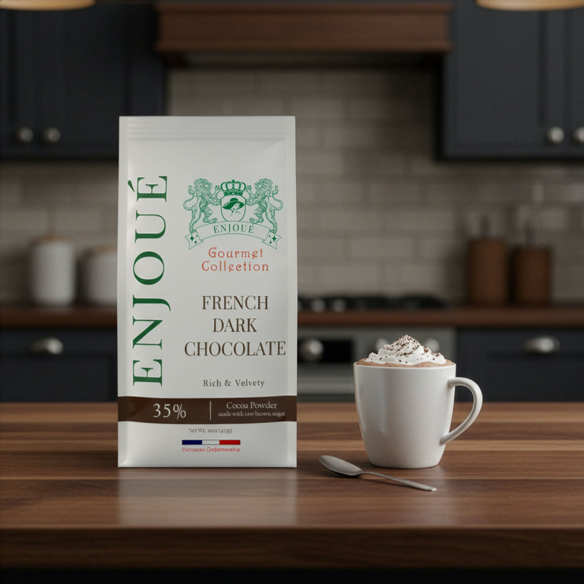 Enjoue Gourmet French Dark Chocolate Powder 16oz/453g