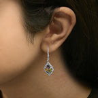 Sterling Silver Diamond Accent Multi Stone Rhombus Drop Earrings