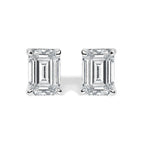 14K Gold Lab Grown Emerald Cut Diamond Solitaire Stud Earrings
