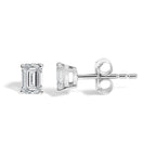 14K Gold Lab Grown Emerald Cut Diamond Solitaire Stud Earrings
