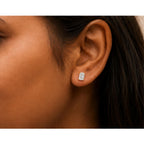 14K Gold Lab Grown Emerald Cut Diamond Solitaire Stud Earrings