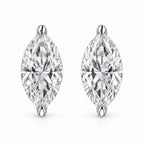 14K Gold Lab Grown Marquise Diamond Solitaire Stud Earrings