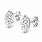 14K Gold Lab Grown Marquise Diamond Solitaire Stud Earrings