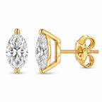 14K Gold Lab Grown Marquise Diamond Solitaire Stud Earrings