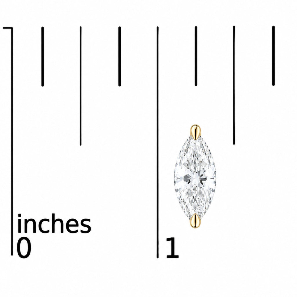 14K Gold Lab Grown Marquise Diamond Solitaire Stud Earrings