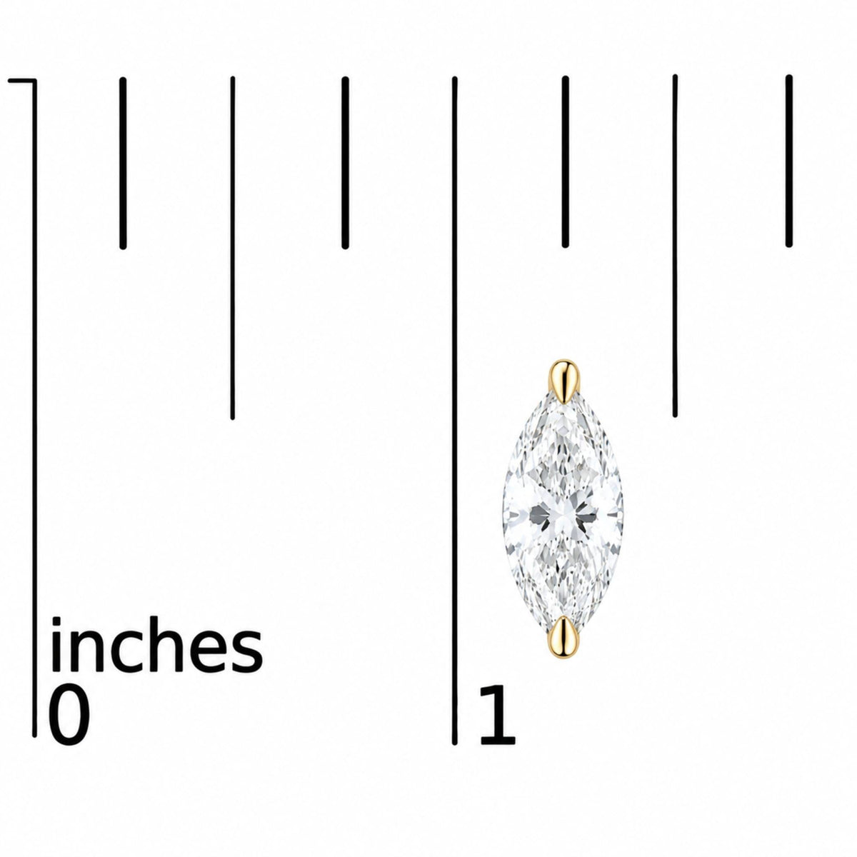 14K Gold Lab Grown Marquise Diamond Solitaire Stud Earrings