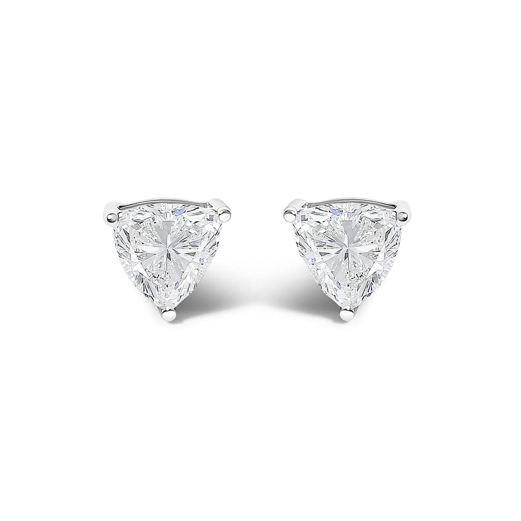 14K Gold Lab Grown Trillion Cut Solitaire Diamond Stud Earrings