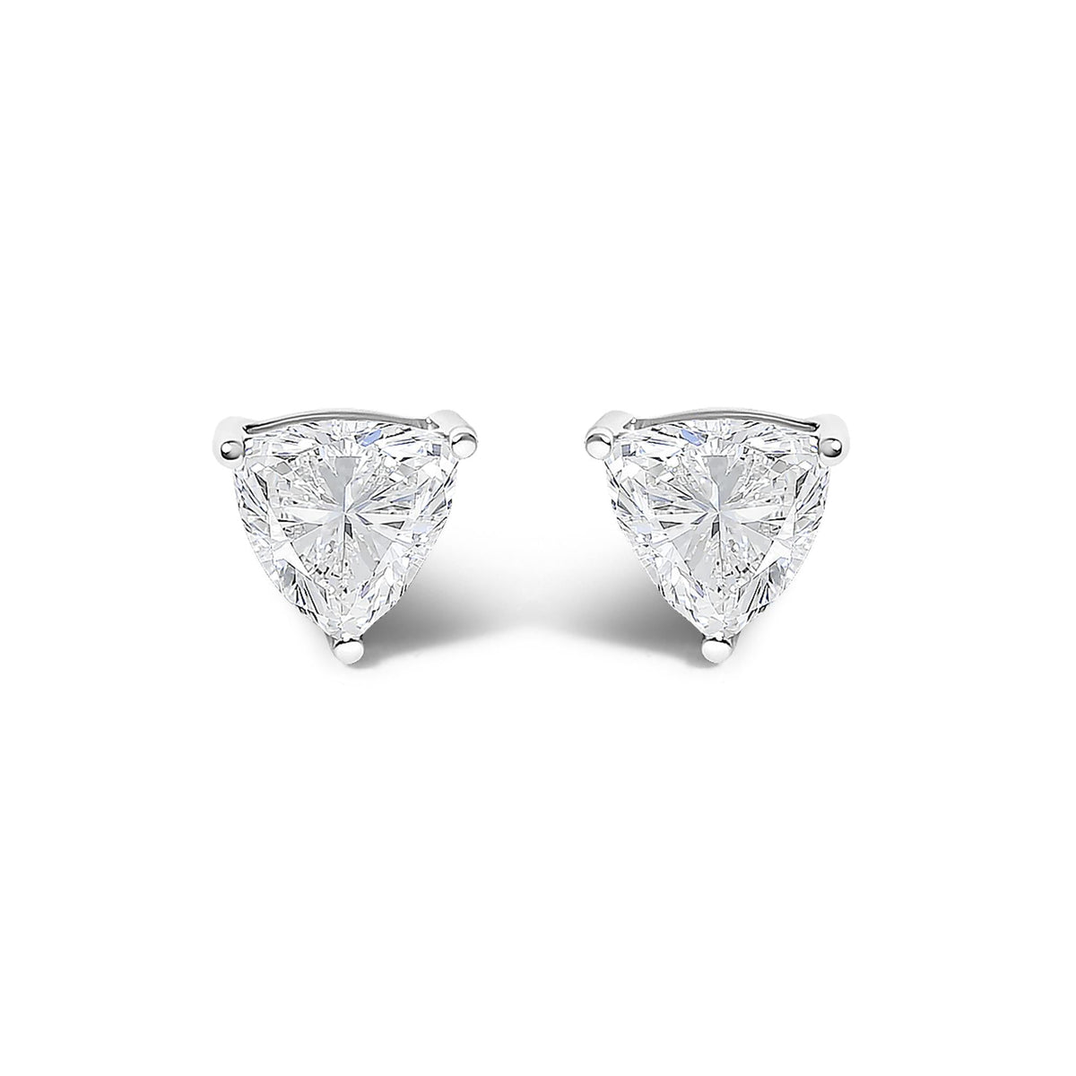14K Gold Lab Grown Trillion Cut Solitaire Diamond Stud Earrings