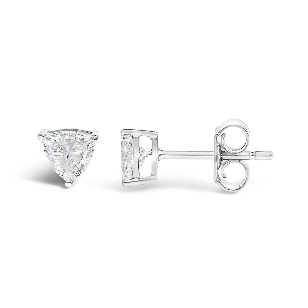 14K Gold Lab Grown Trillion Cut Solitaire Diamond Stud Earrings